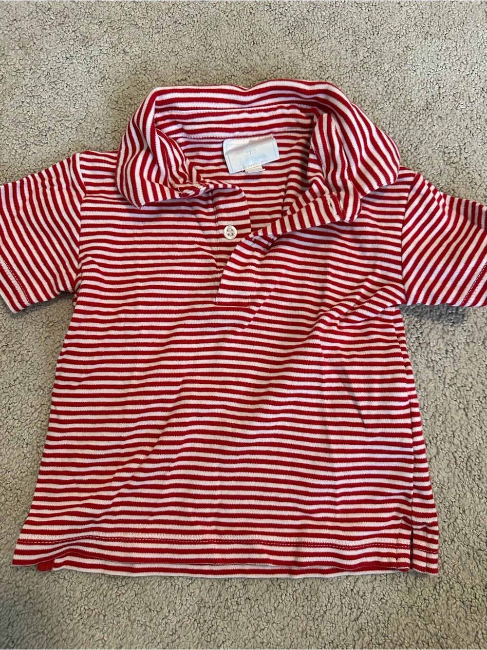 Little English Red and White Striped Polo